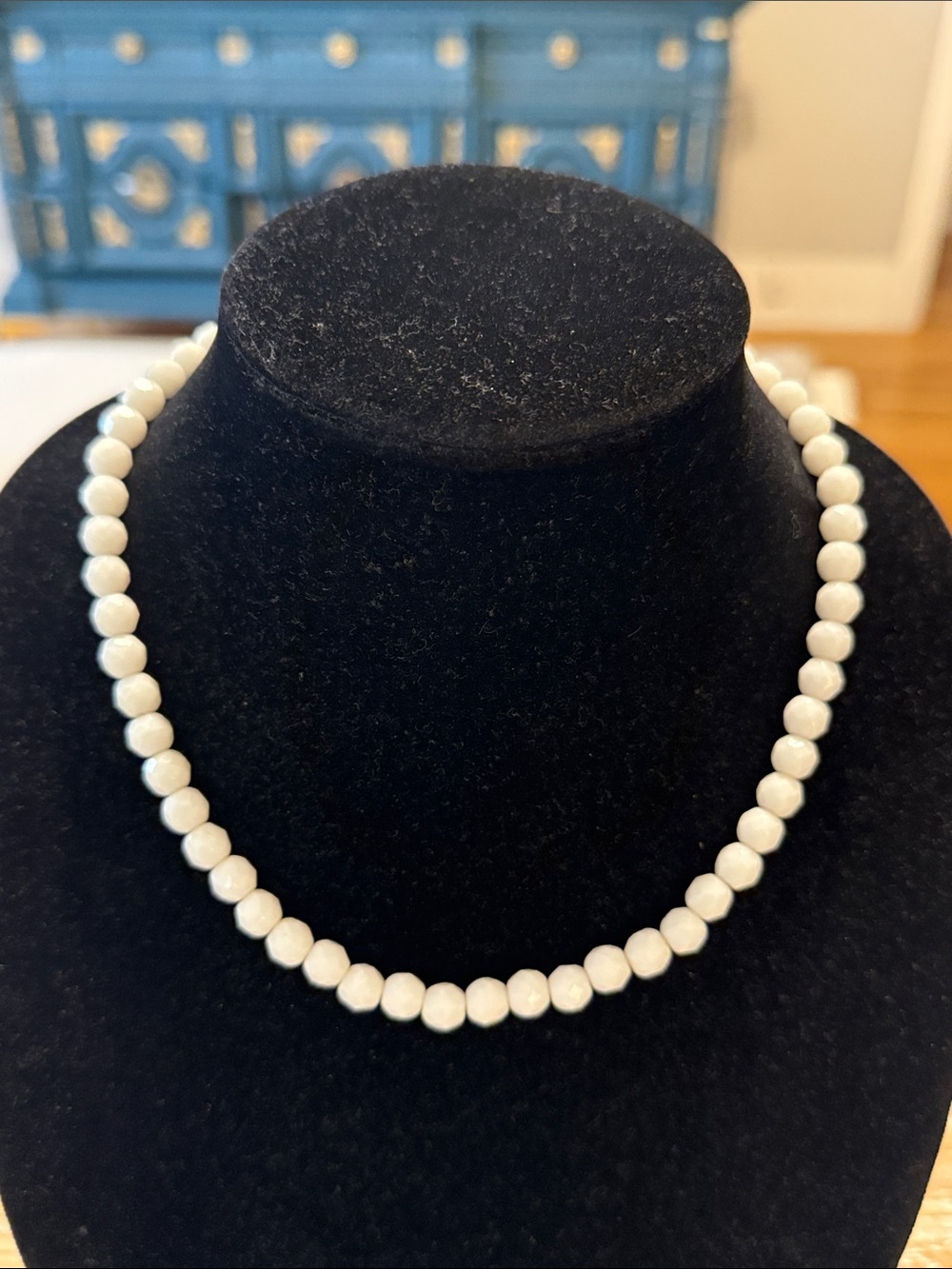 Vintage White Beaded Choker Collar Statement Necklace